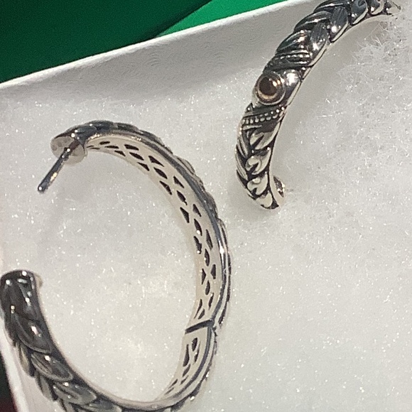 Sterling Silver & 18K Rose Gold Hoop Earrings, EFFY - Picture 6 of 11